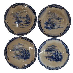 Empire Works Stoke On Trent Windmill Sailboat Scene Plates 6.6in 6.3in England